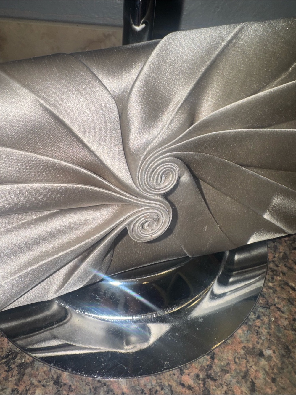 Christian Louboutin 💎Silver Satin Swirl Clutch - Picture 9 of 9